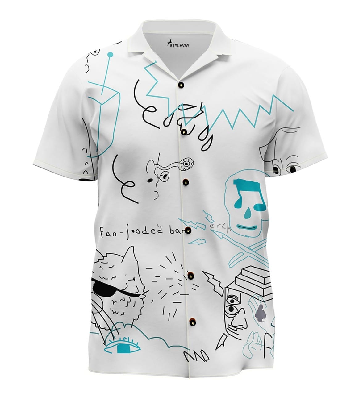 AOHS - WHITE GRAFFITI HAWAIIN SHIRT