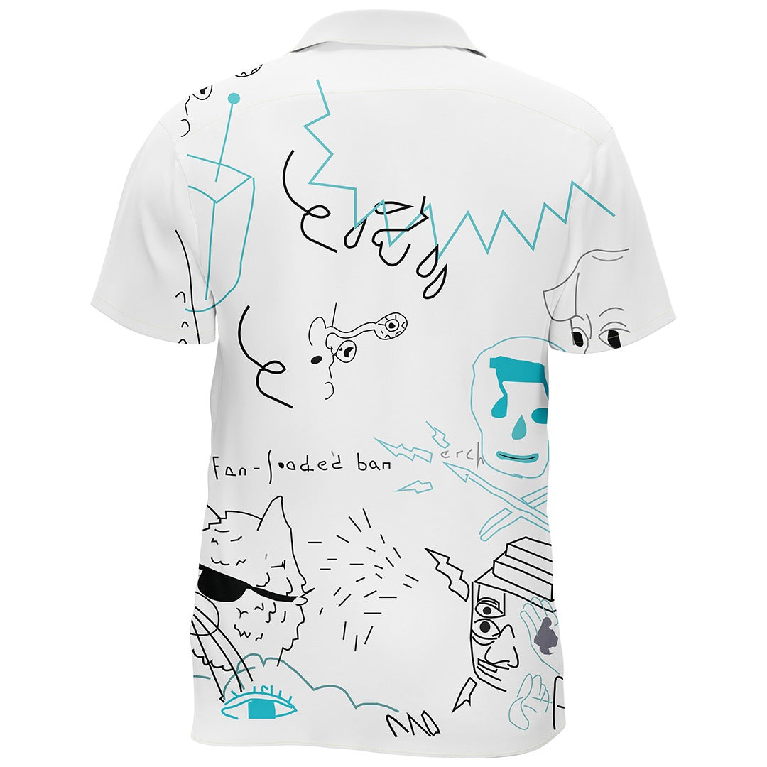 AOHS - WHITE GRAFFITI HAWAIIN SHIRT